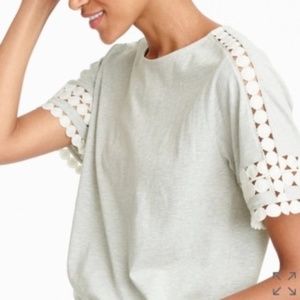 J. CREW | Eyelet Sleeve T-Shirt in Grey